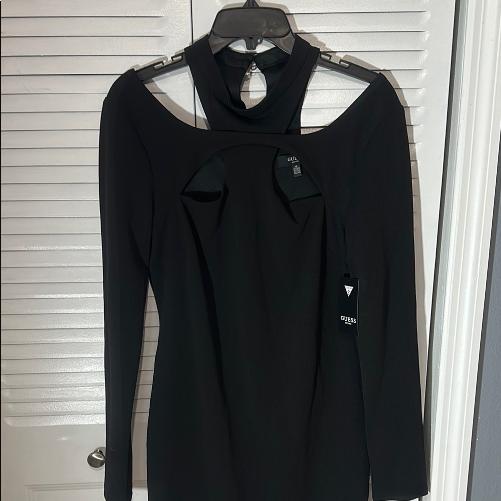 Guess Black Cut Out Long Sleeve Cocktail Dress - Picture 2 of 4